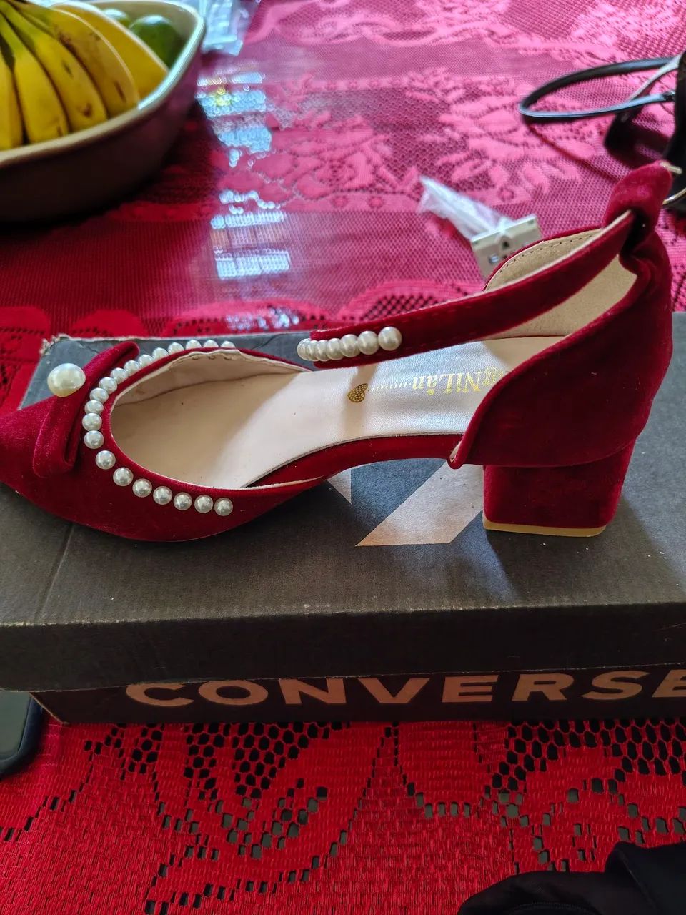 Sapato de Veludo Vermelho 35 - Foto 3