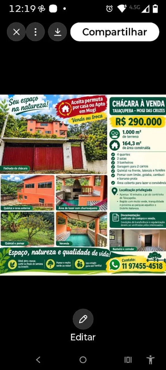 Chácara linda (venda ou troca)