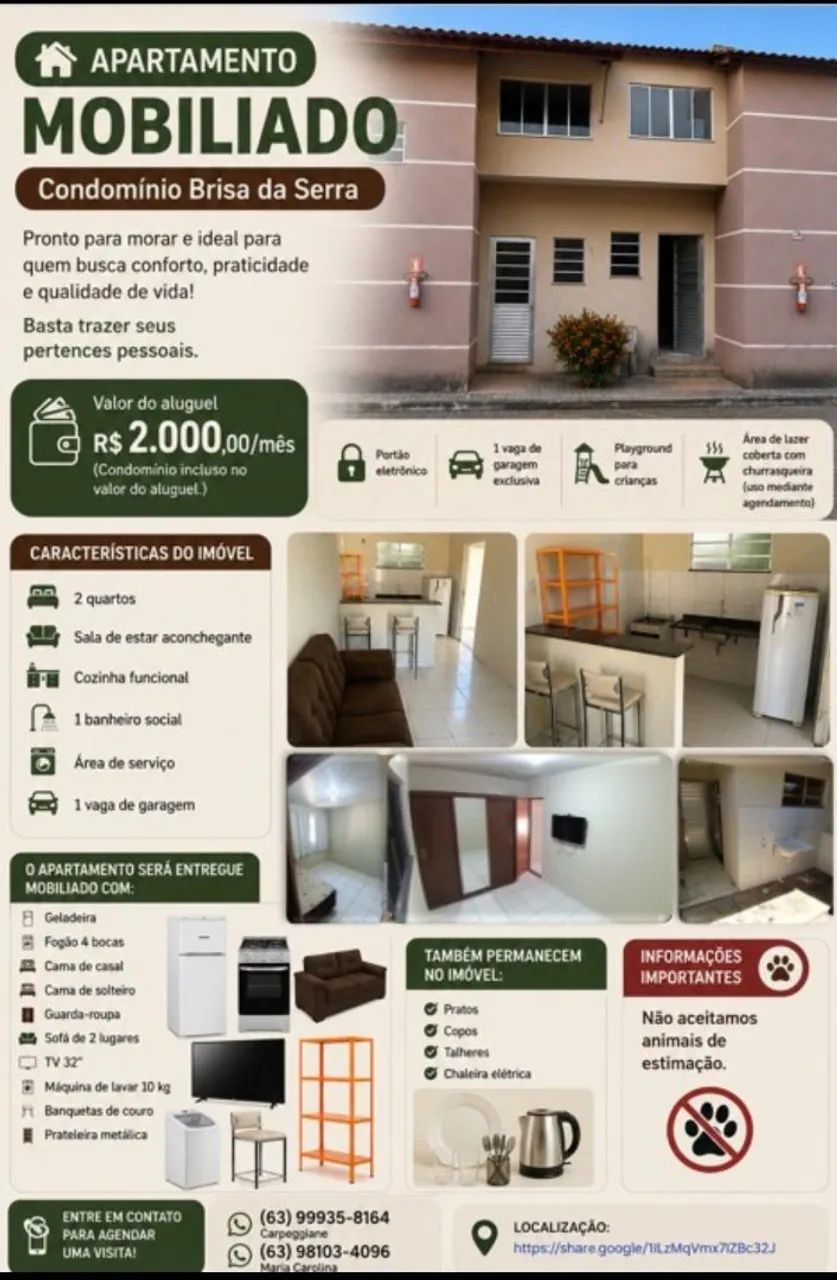 Sobrado Todo Mobiliado em condomínio - Taquaralto 
