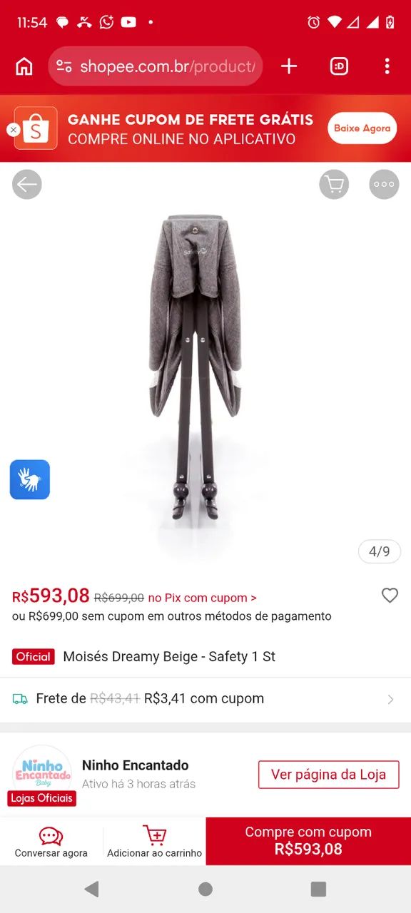 Mini berço Moisés da safety com balanço  - Foto 3