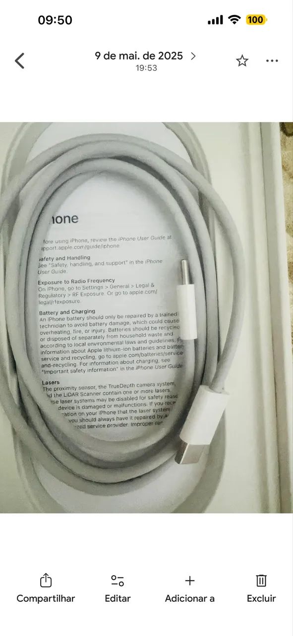 FONTE E CABO ORIGINAL APLLE DO IPHONE SUPERIOR AO MODELO DO 15