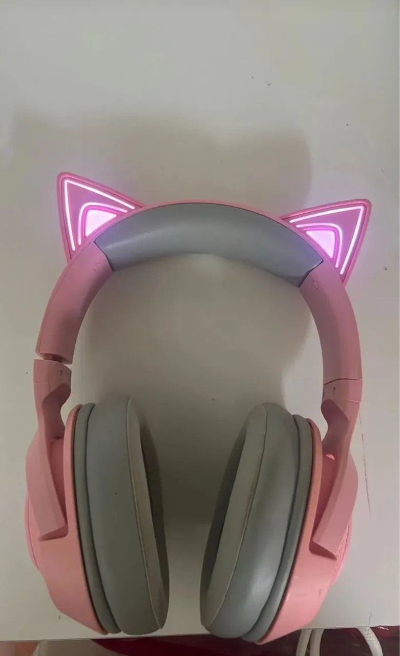 Fone HAZER headset rosa com led  - Foto 2