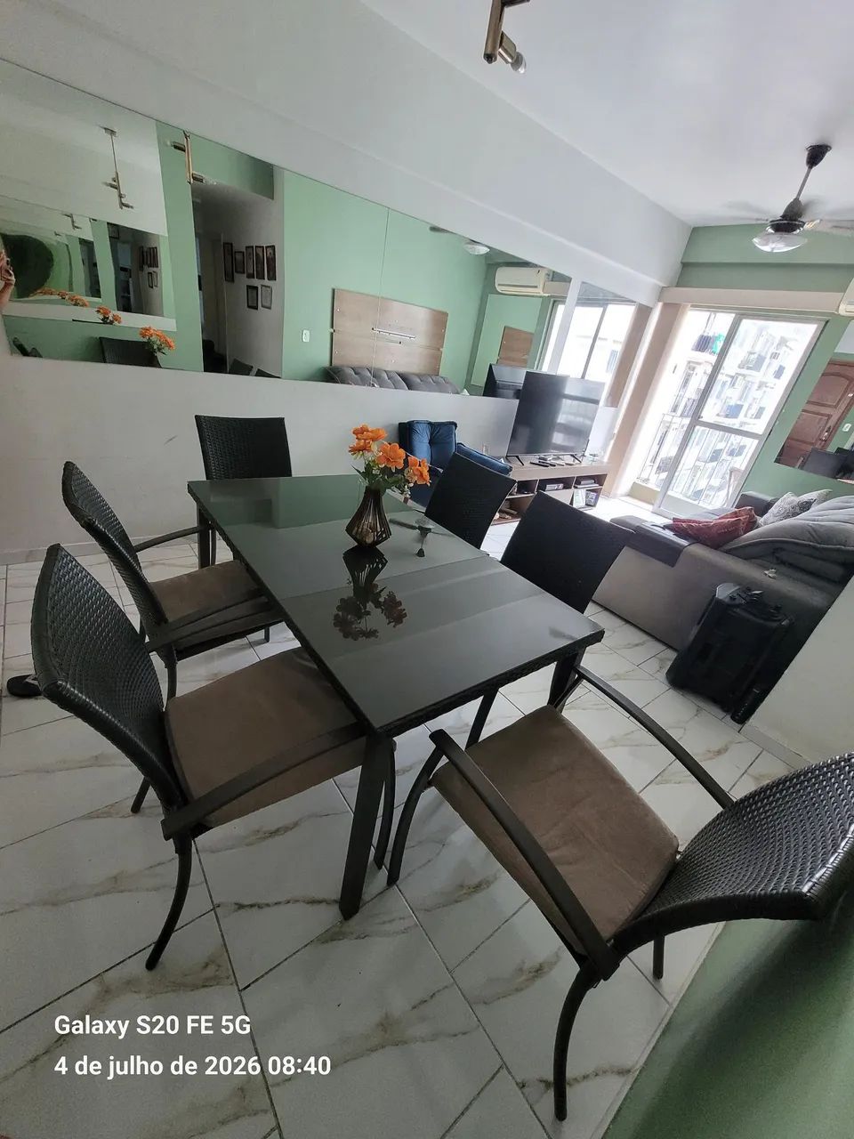 Mesa De Jantar Riverside Wicker Line 6 Cadeiras + Vidro (Ótimo Estado) - Foto 2