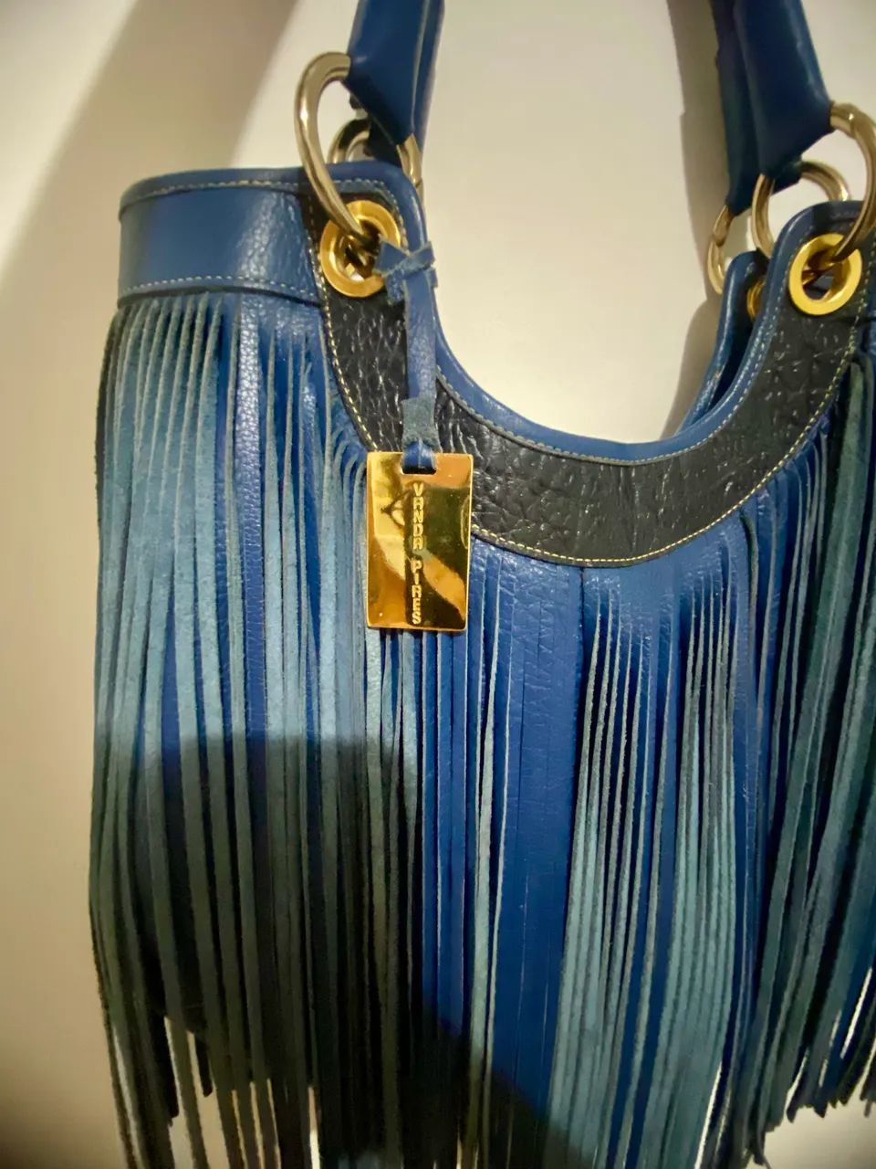 Bolsa Vanda Pires Original em couro azul - Foto 3