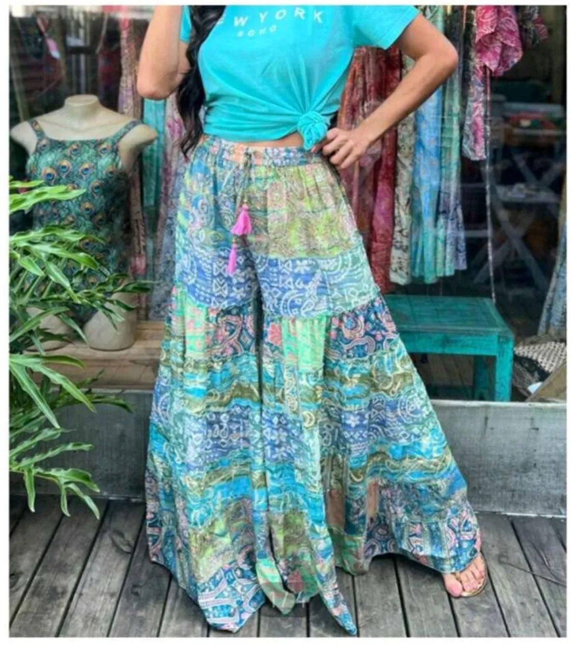 calça pantalona indiana  patchwork - Foto 2