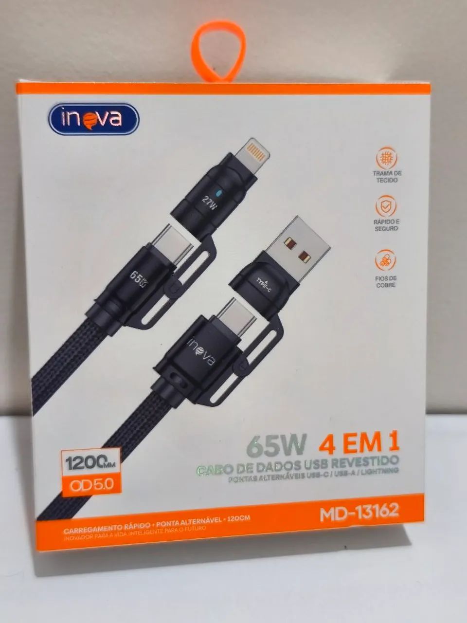 Cabo 4 em 1 turbo 65W Inova preto - Foto 2