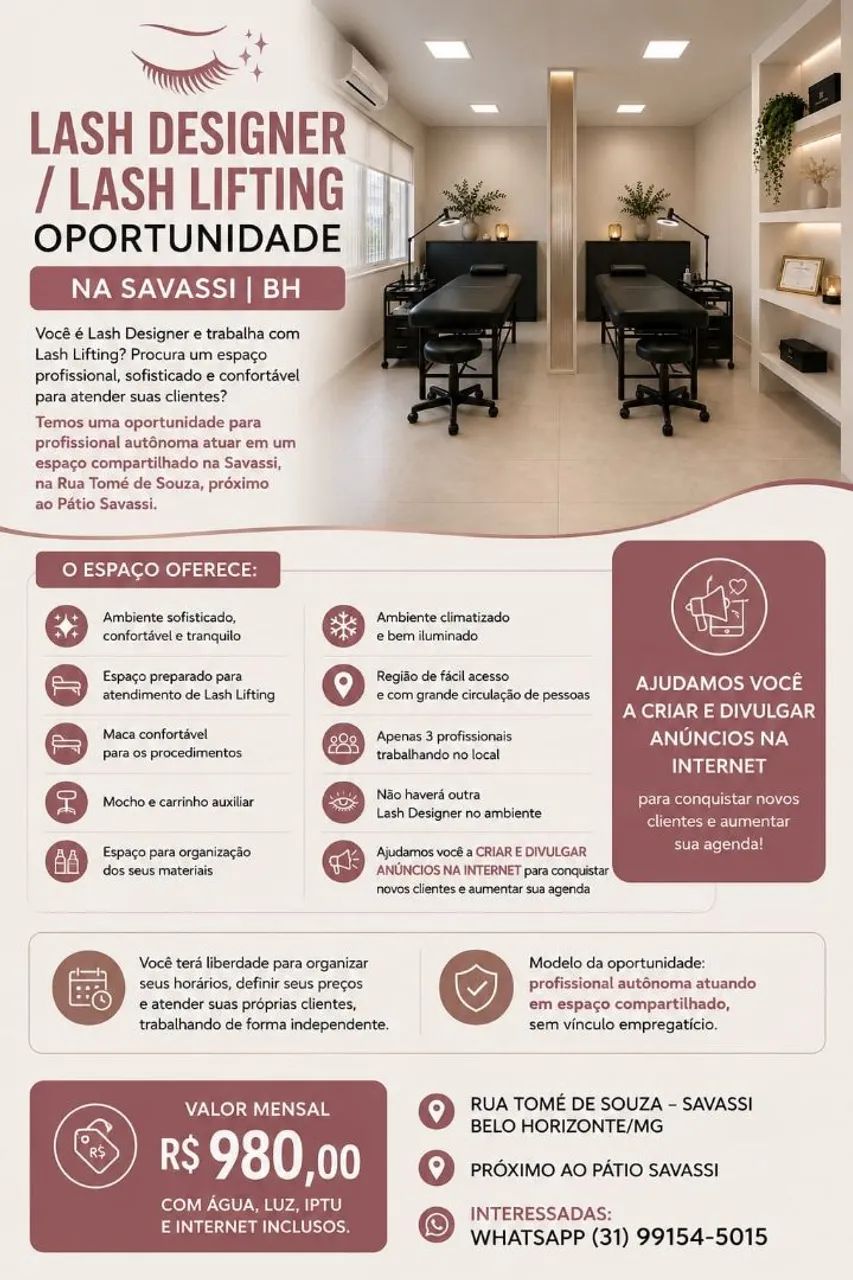 LASH DESIGNER - OPORTUNIDADE NA SAVASSI | BH