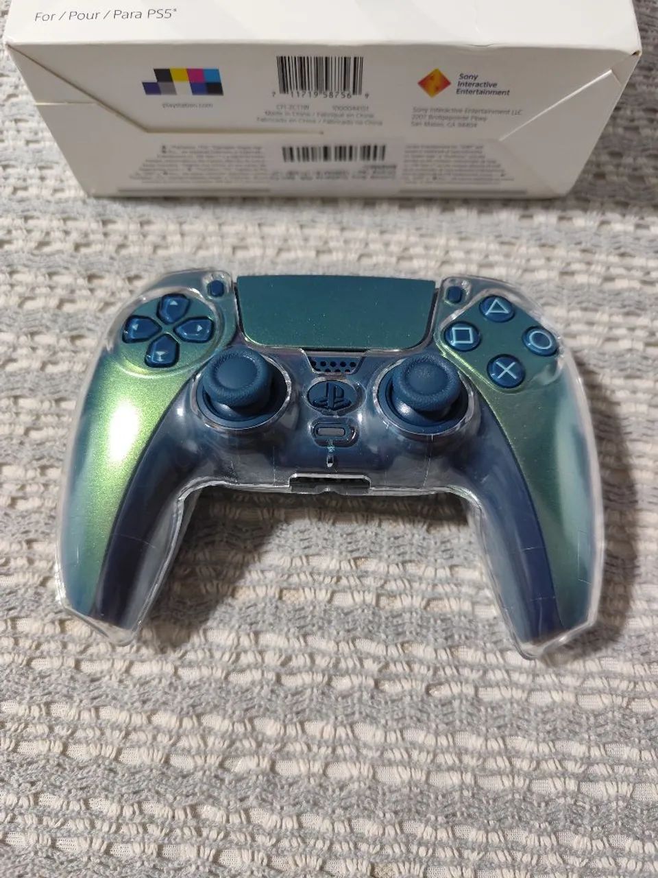 Dualsense PS5 verde Chroma teal com capa protetora - Foto 2