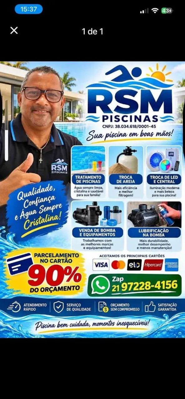 Vendo piscinas, equipamentos e manutenção 