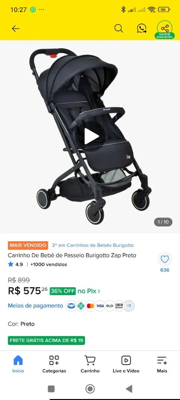 Carrinho de passei Burigotto ZAP 