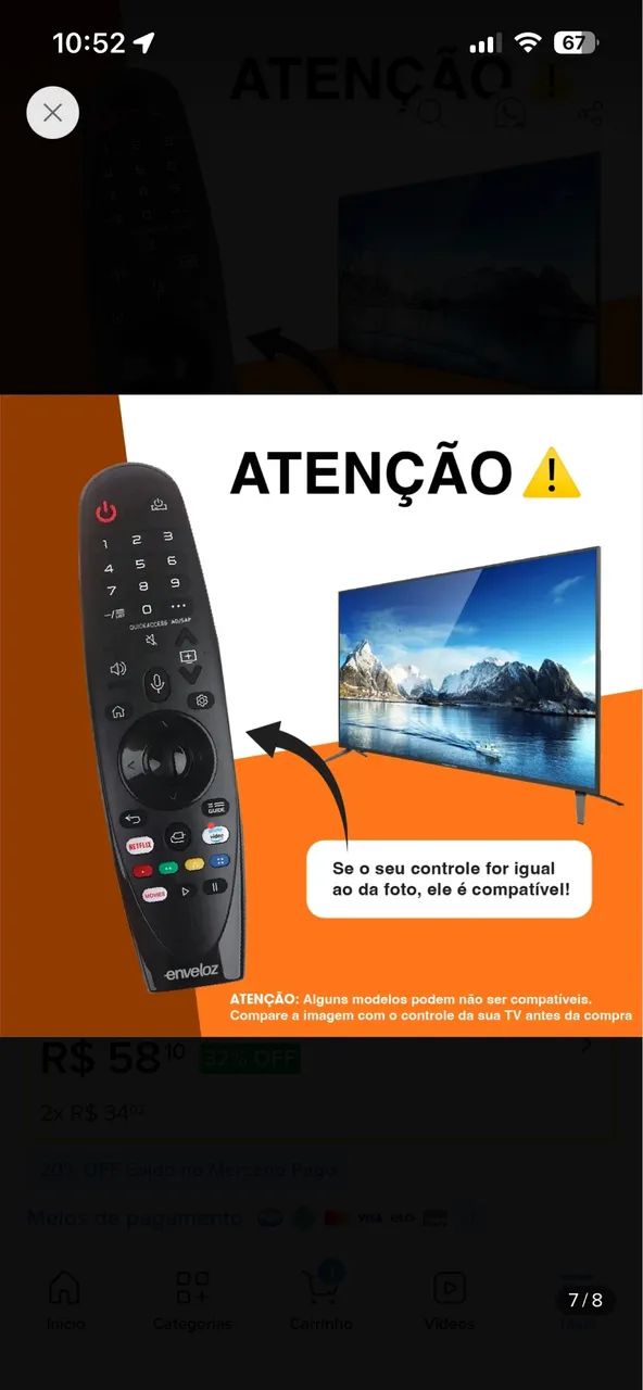 Controle remoto LG smart magic com comando de voz e Alexa - Foto 4