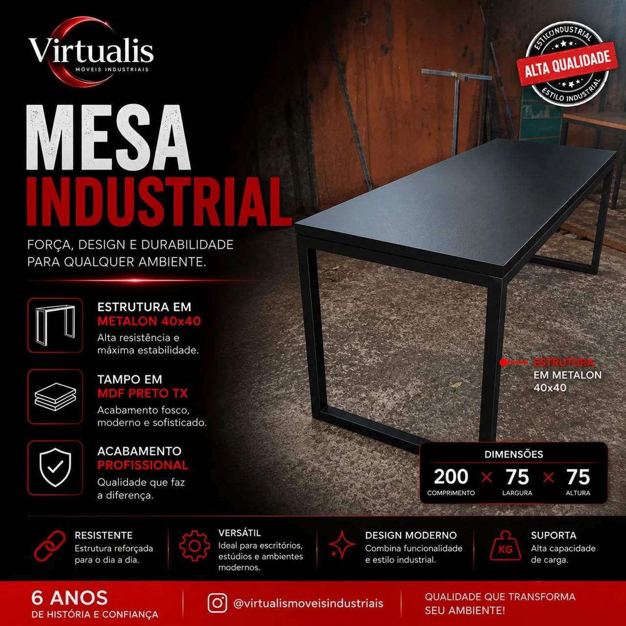 Mesa de escritório industrial 