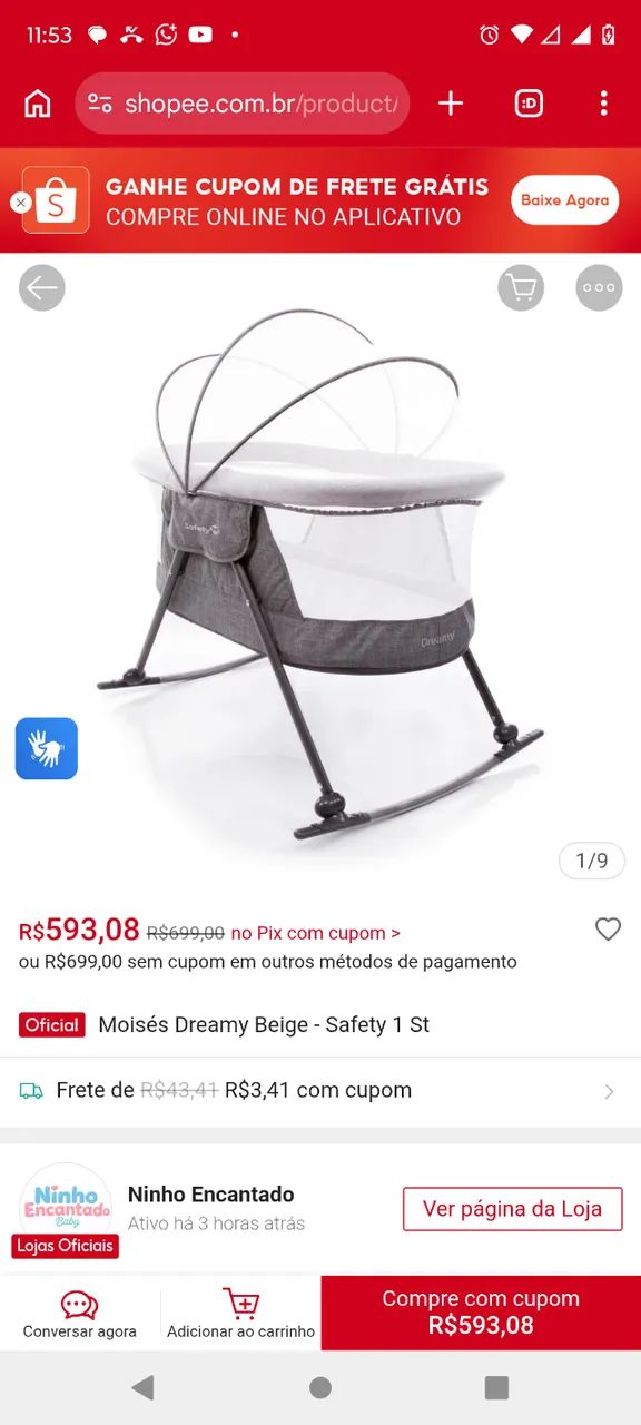 Mini berço Moisés da safety com balanço  - Foto 2