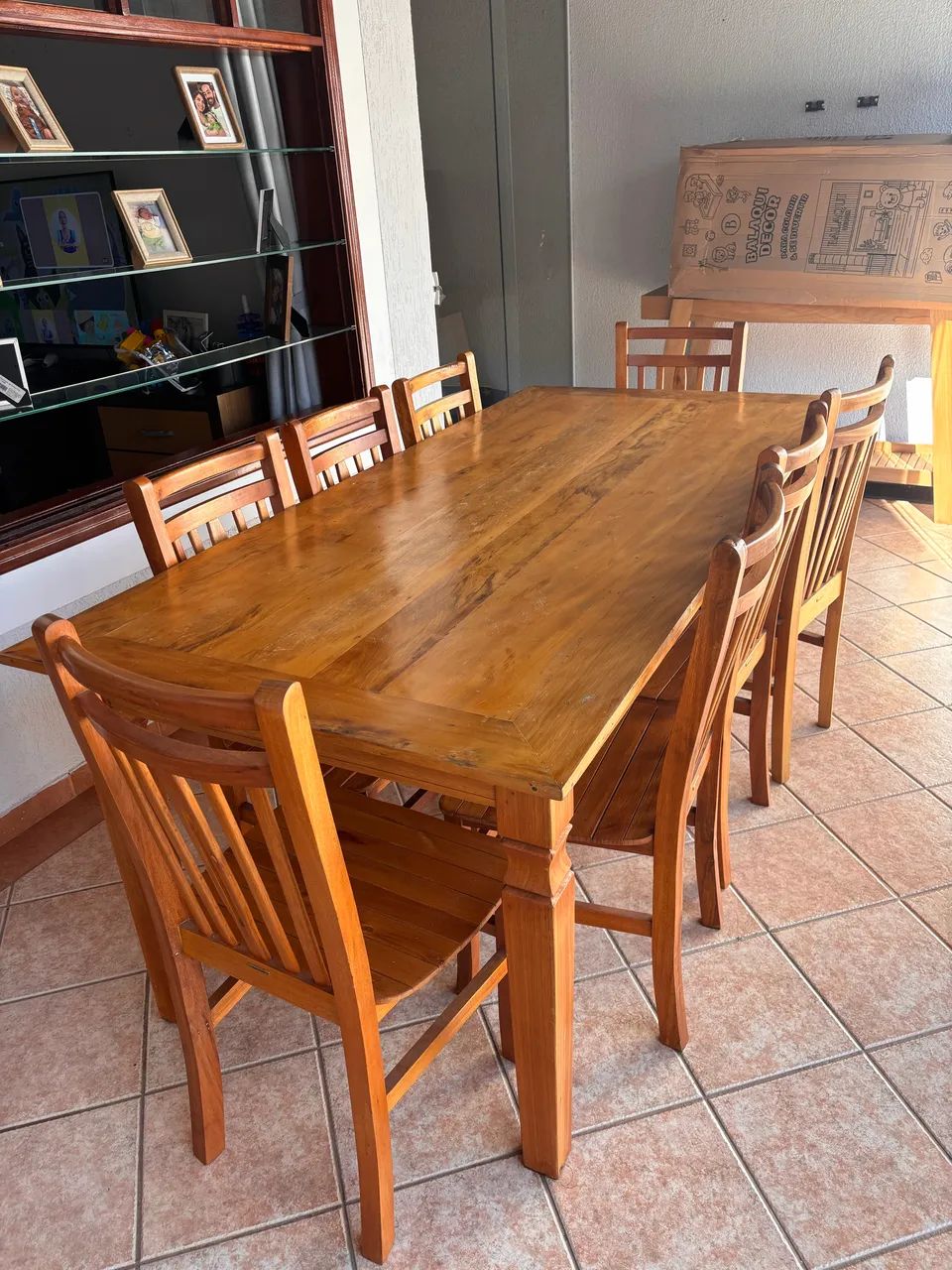 Mesa Madeira de Demolição 2m x 90cm com 8 Cadeiras Leque ? Sudeste Rústico