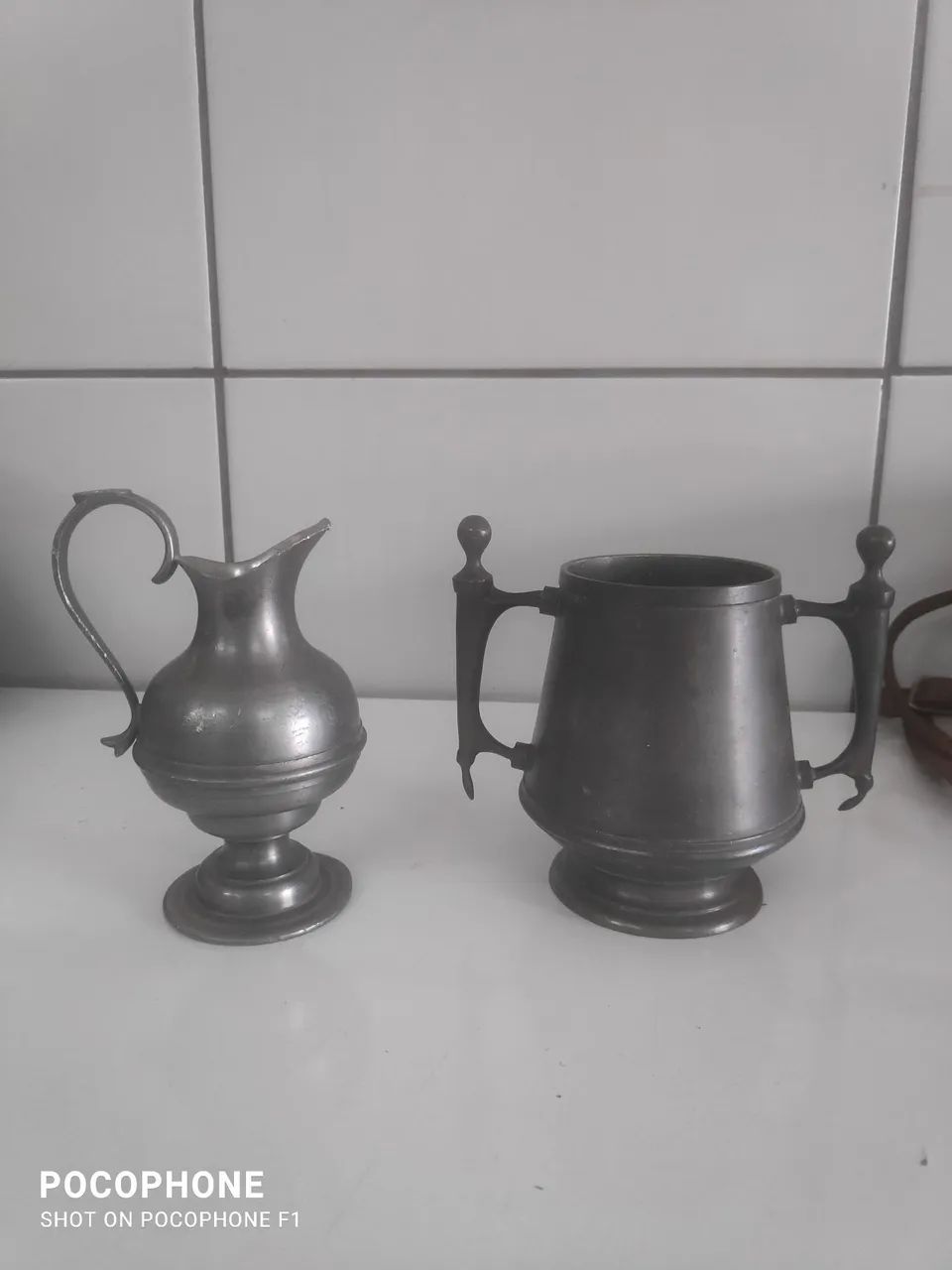  2 Peças antiga em estanho  - Foto 2