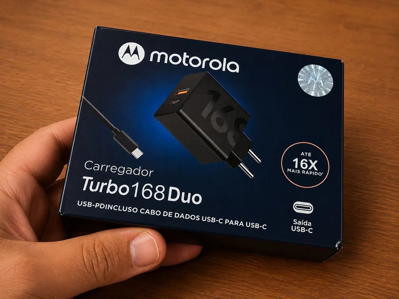 Carregador Turbo Power 168W Motorola dupla entrada tipo c USB  - Foto 5