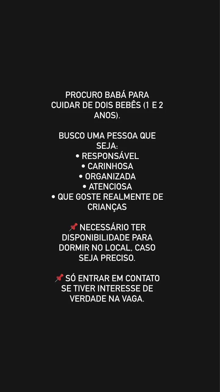 Vaga para babá 