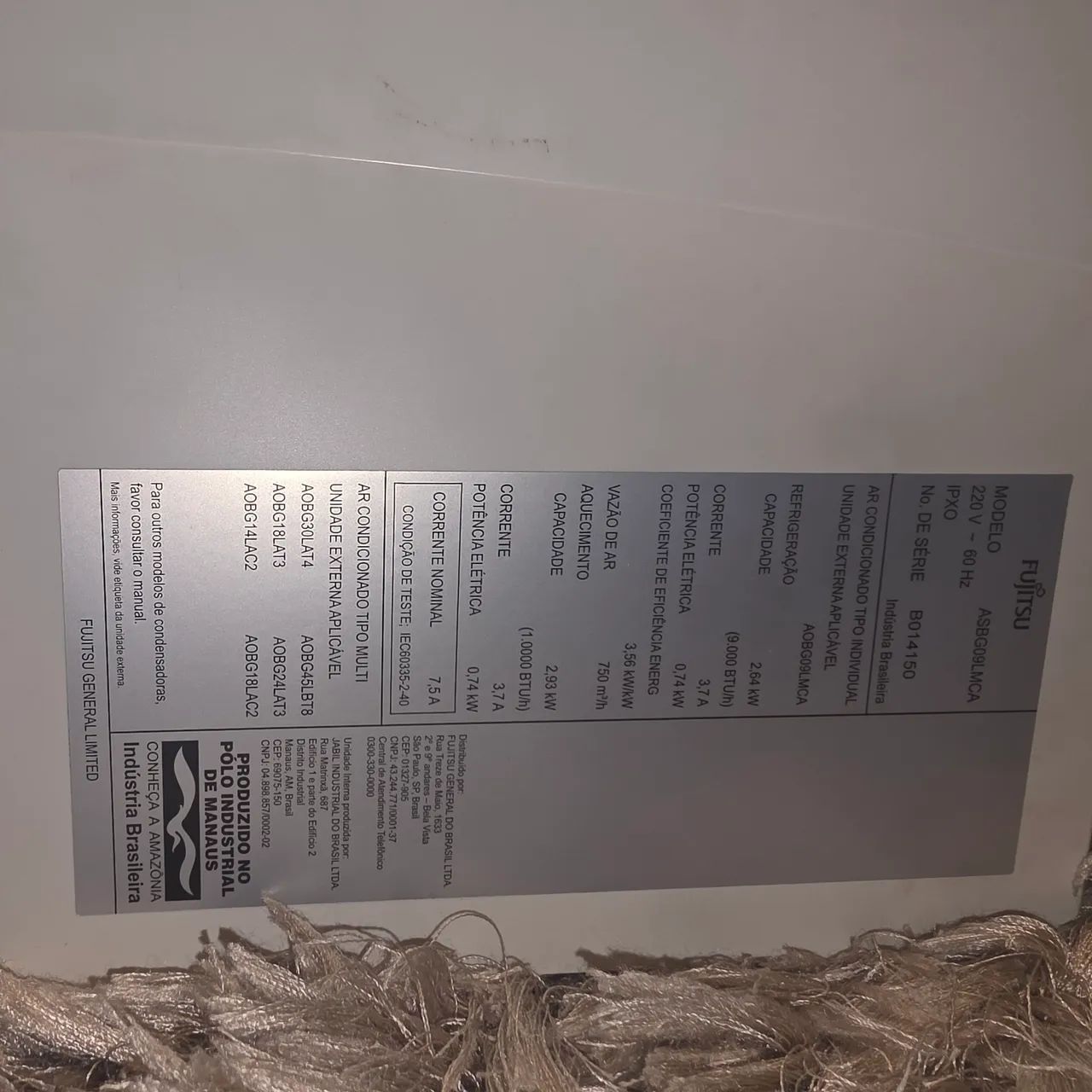 LlAr condicionado fujitsu sem a condensadora