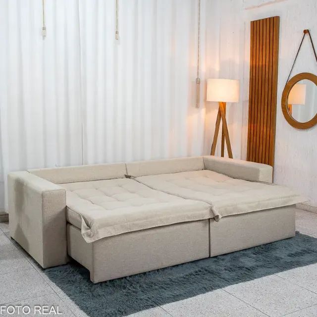 SOFÁ CAMA RETRÁTIL BOLT  2.40M LINHO  SEM CAIXA. PRONTA ENTREGA. - Foto 4