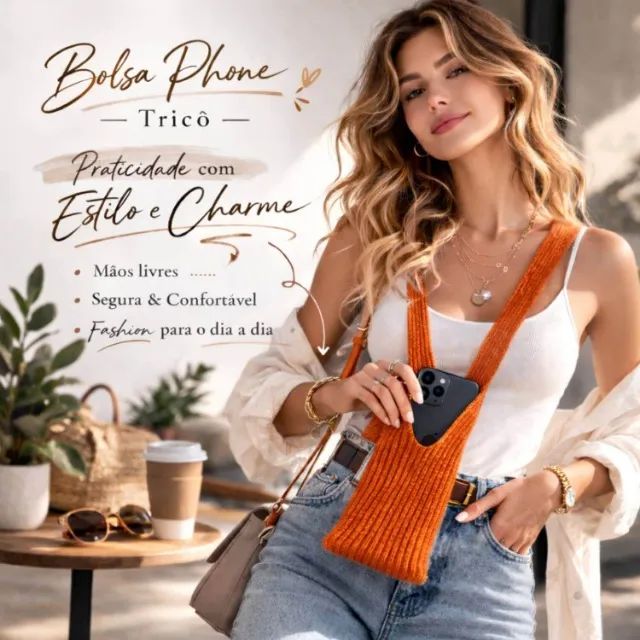 Capa Bolsa Phone Pocket Em Tecido 80cm [Laranja]  - Foto 3