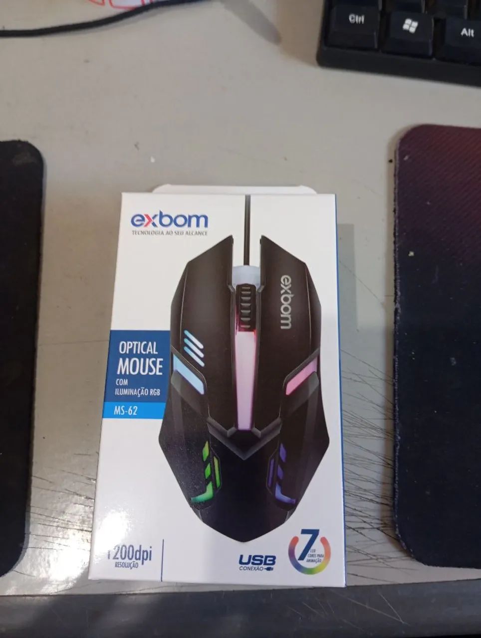 Kit 10 Mouse óptico EXBOM 1200dpi com RGB  - Foto 4