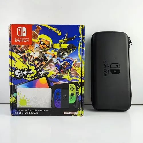 Nintend Switch Oled Splatoon 3. Acompanha : Caixa , Cabos,Dock
