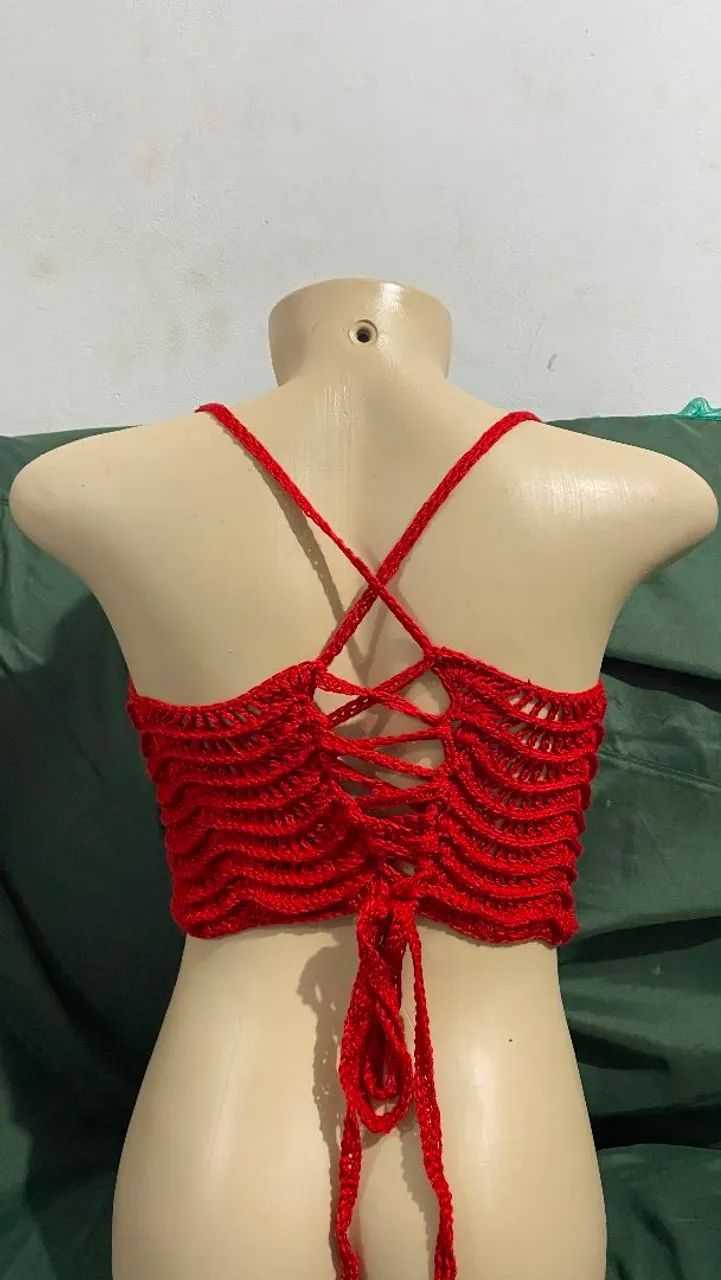 Roupa  em crochê 100% algodão (croped, top) - Foto 4