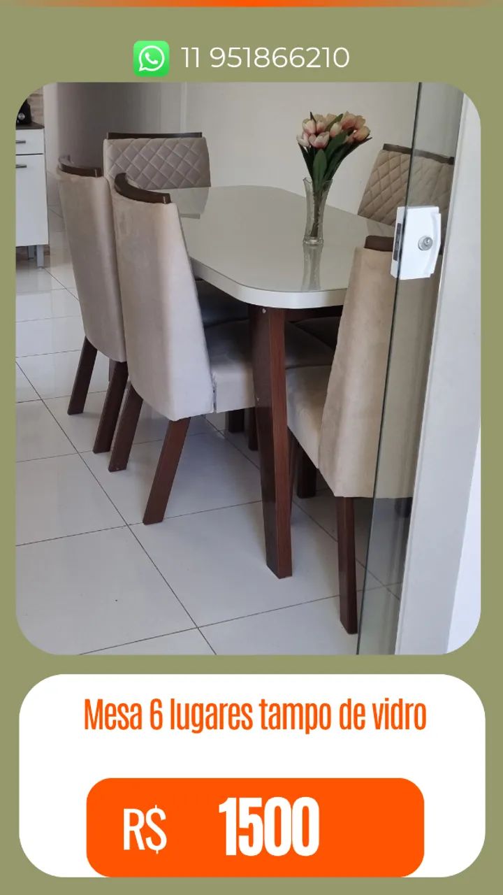 MESA DE JANTAR 6 CADEIRAS 