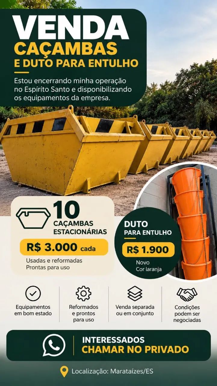 Caçambas + duto pra entulho 