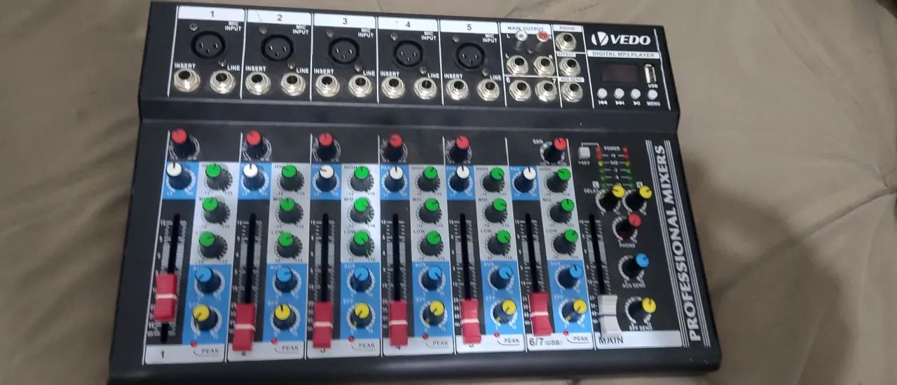 Mesa de som 8 canais bluetooth mp3 efeitos 