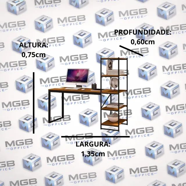 Mesa de Escritório Escrivaninha com 5 Prateleiras - 0,75x1,35x0,60cm (ENTREGAS EM ATÉ 24h) - Foto 2