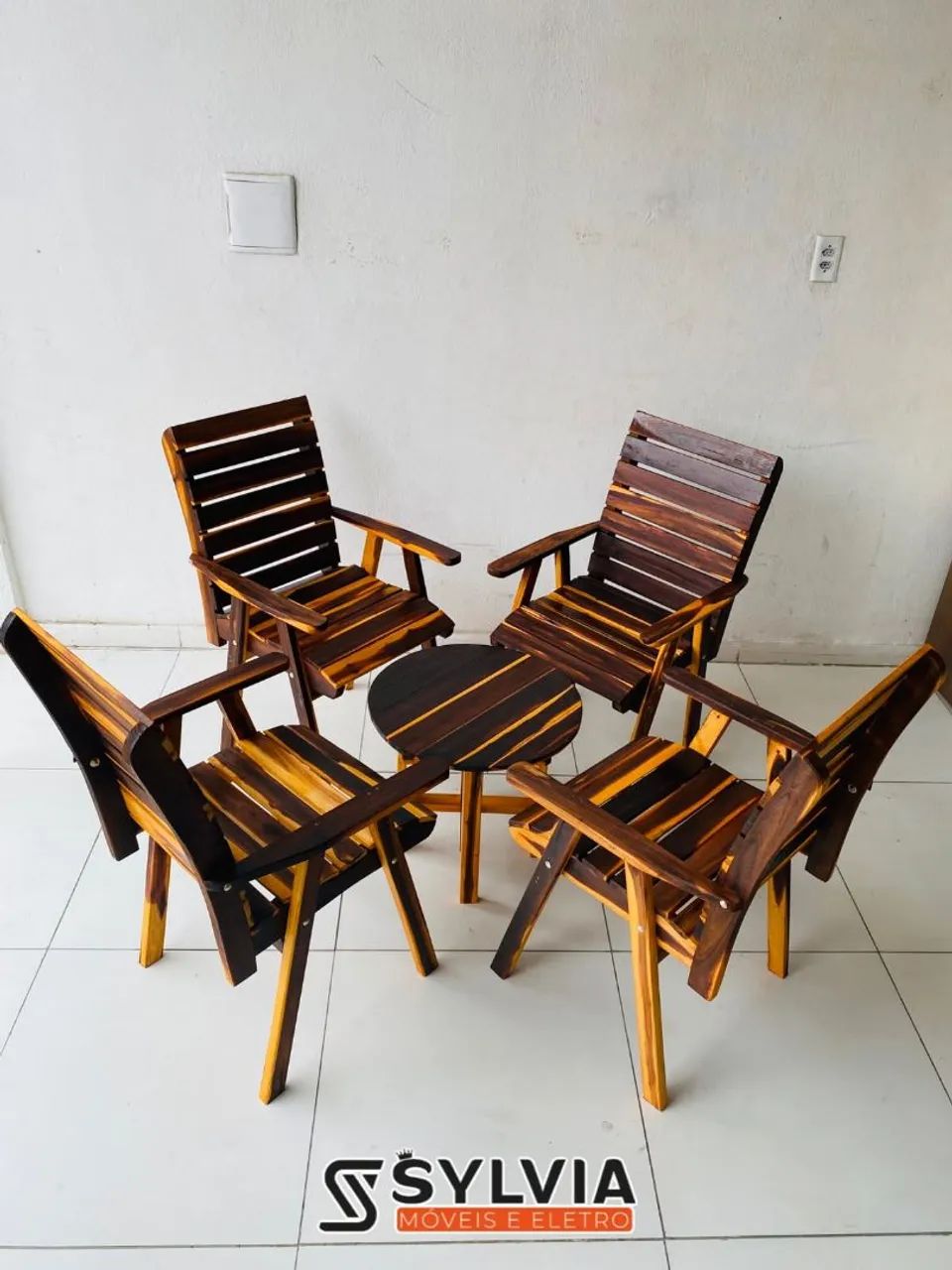 Conjunto de área externa madeira pau branco 