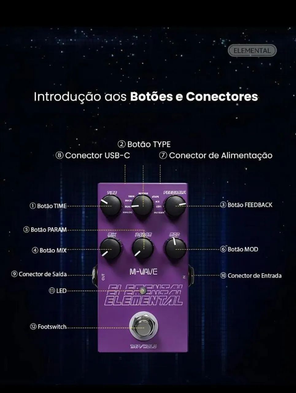Pedal de guitarra Delay elemental mvave - Foto 4