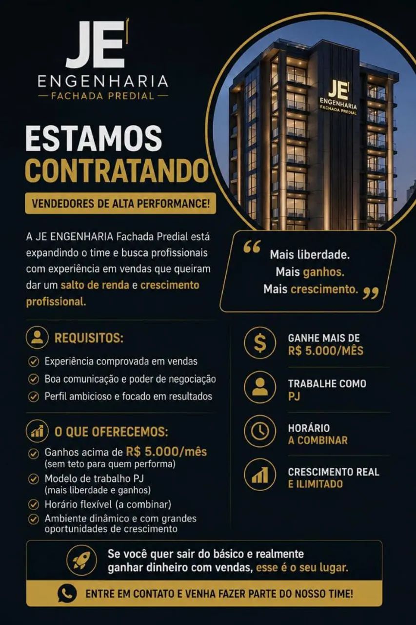 REPRESENTANTE DE VENDAS PARA OBRAS