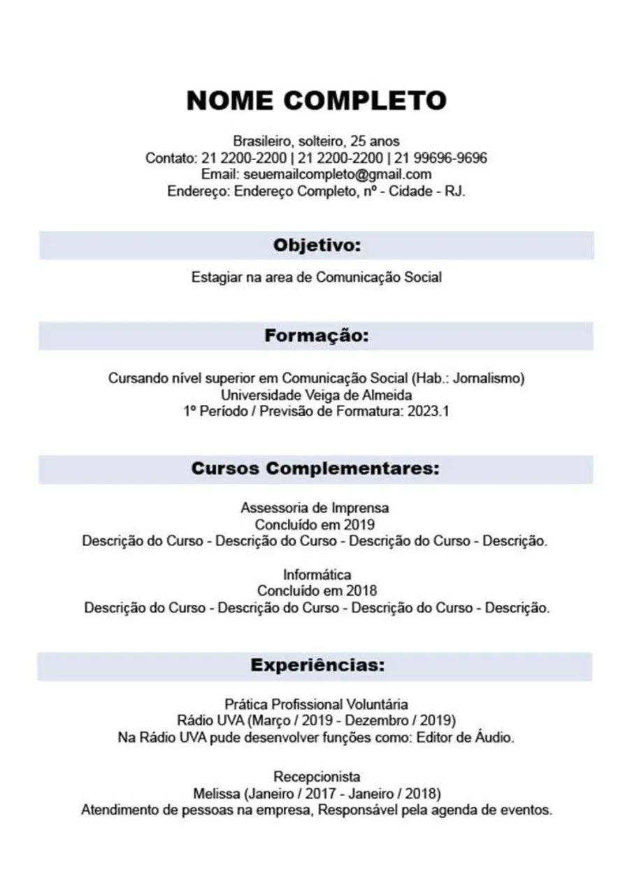 Precisando de um currículo? Eu posso te ajudar