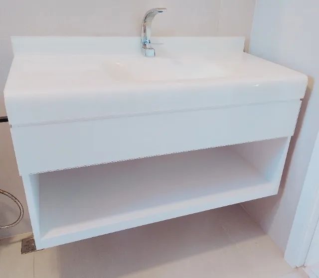 Gabinete para banheiro ou lavabo em vidro branco (entrega a combinar !!)