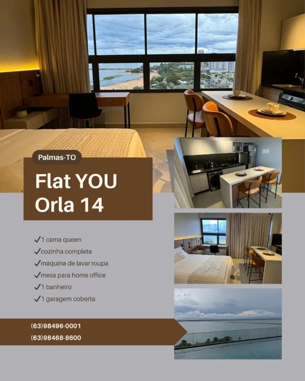 Flat de Luxo na Orla de Palmas - Mobiliado e Vista Definitiva para o Lago