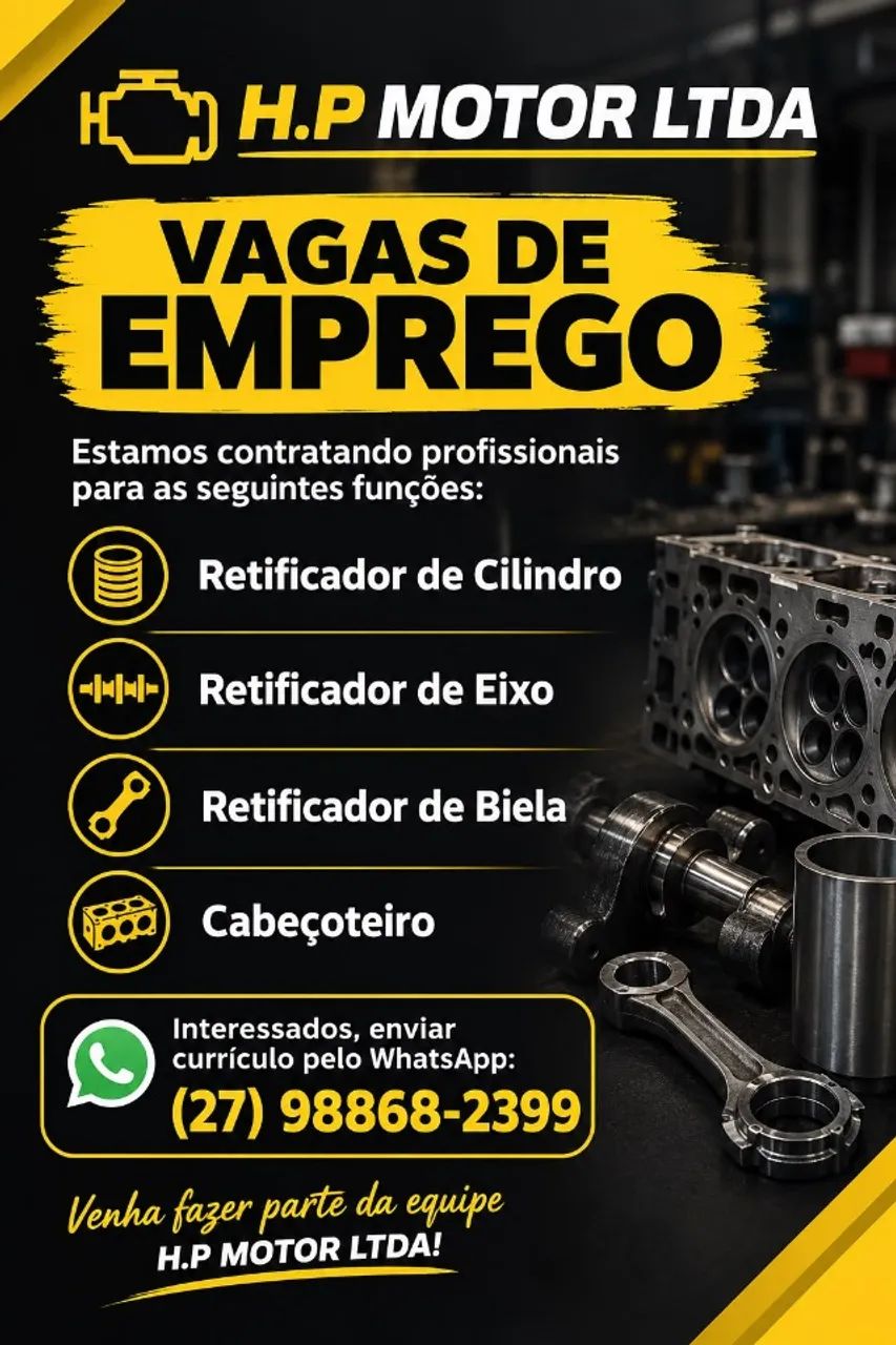 Vaga de Emprego em Retifica de Motores
