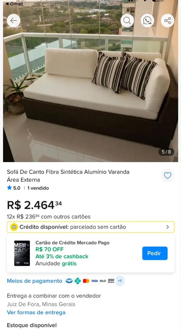 Sofá de canto tecido Náutico  - Foto 5