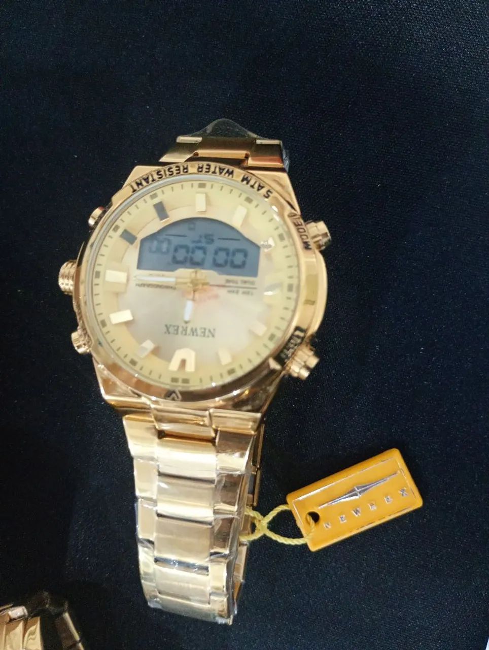 Relógio Newrex Masculino Dourado Analógico + Digital - Novo - Foto 4