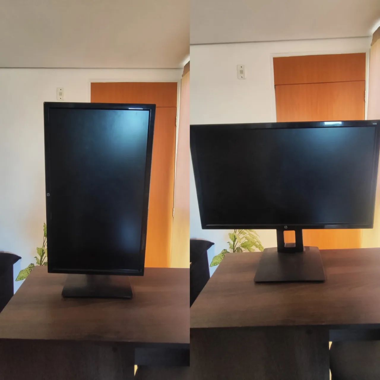 um monitor de computador preto com base ajustável, 24 polegadas