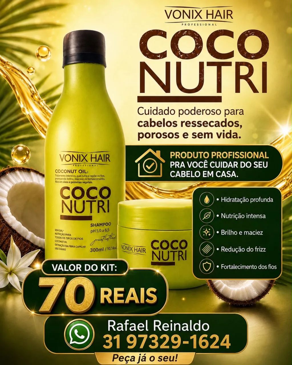 Kit profissional nutrição capilar 