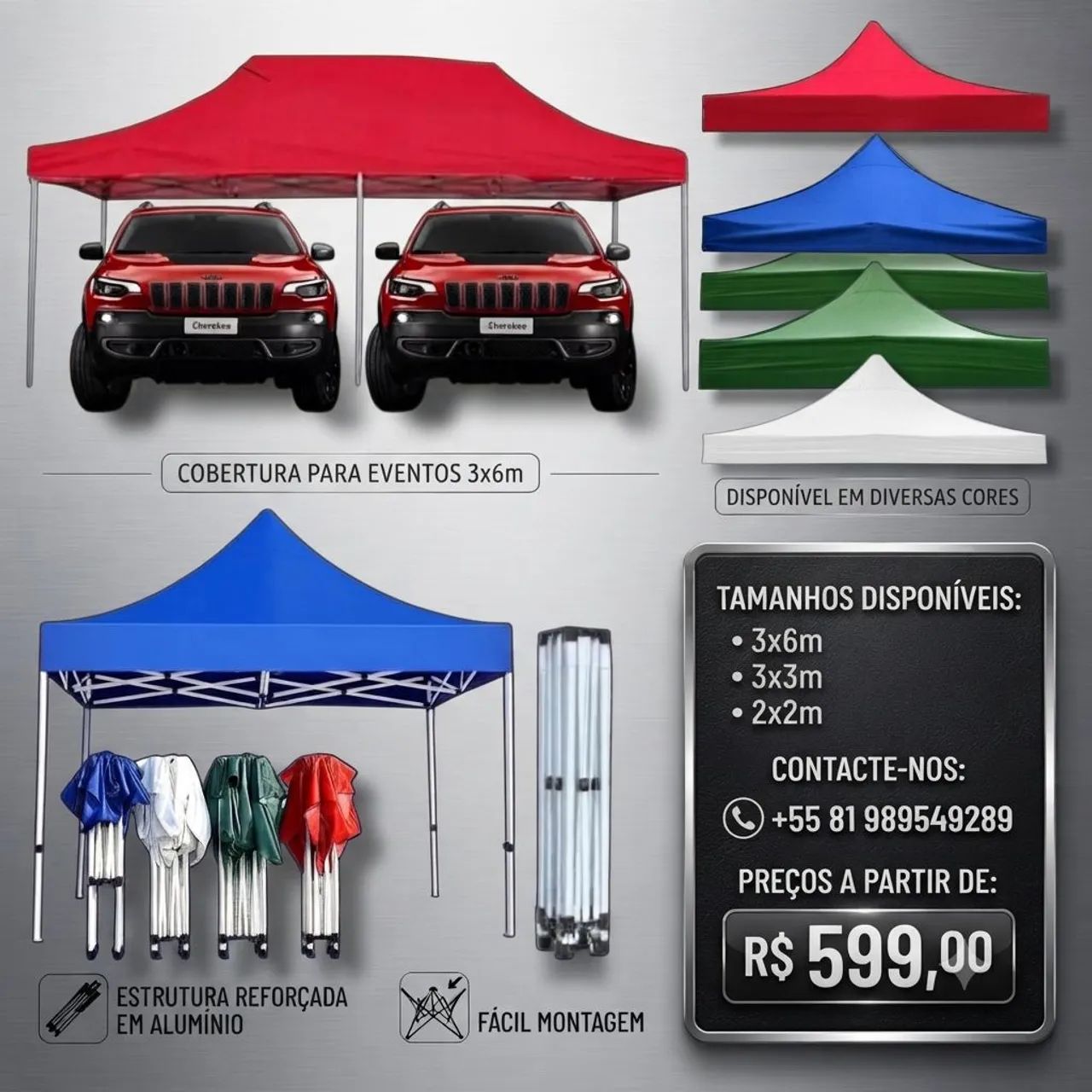 Tenda reforçada sanfonada 