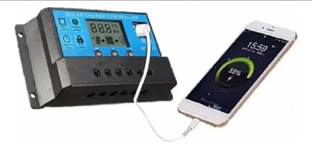 Controlador de Carga Solar 100A 12-24V Duplo USB - Foto 3