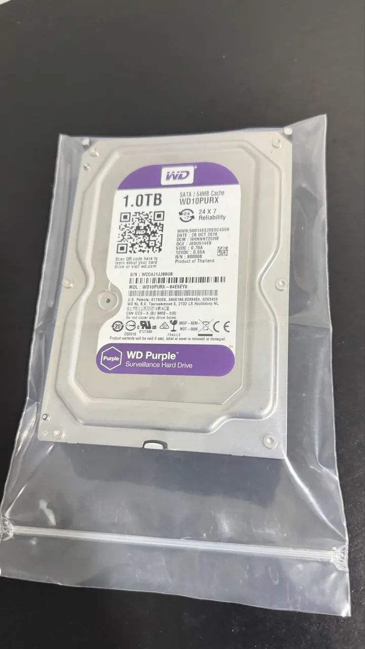 HD WD 1tb Purpple Novo