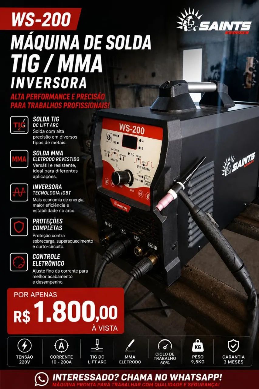 ? MÁQUINA DE SOLDA TIG / MMA WS-200 SAINTS ?