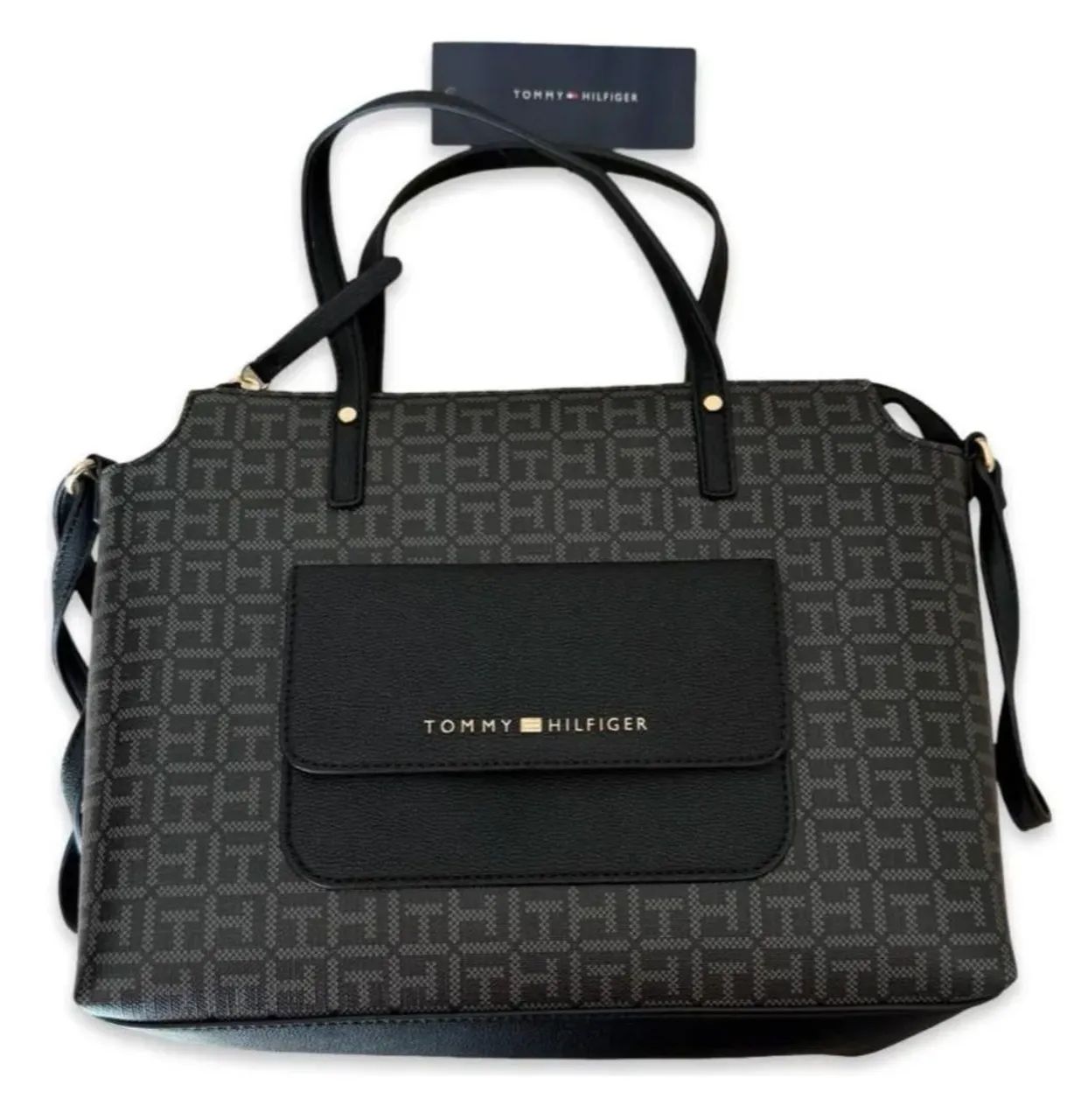 Bolsa Tommy Hilfiger Th Preta Com Alças Pretas