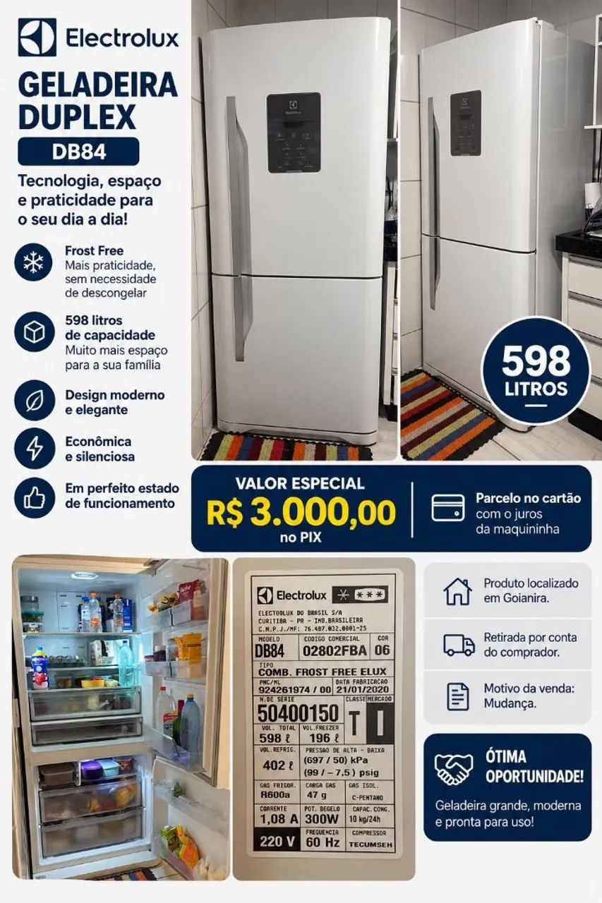 Geladeira duplex eletrolux 598 LT