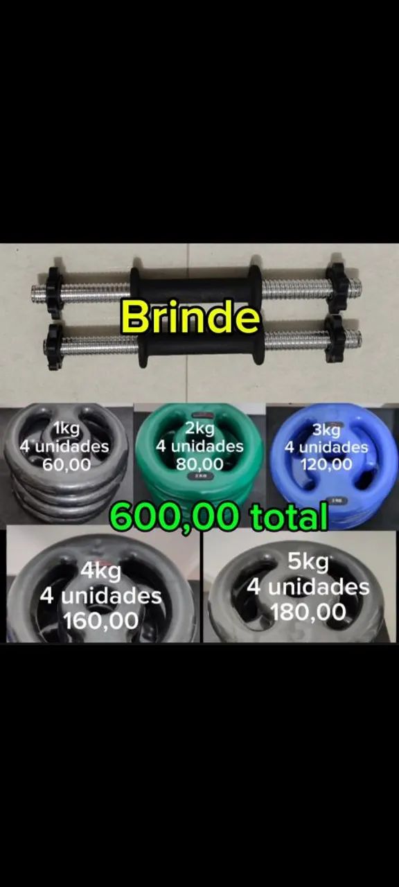 Kit de anilhas com brinde barra