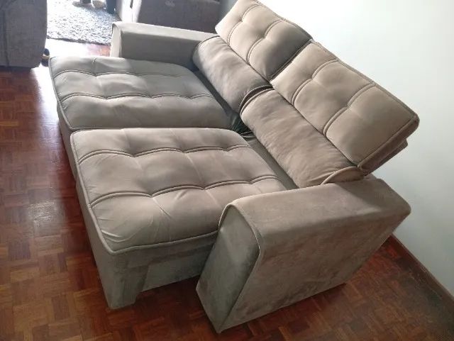 Sofá Retrátil Reclinável 3 Lugares Veludo - Foto 4